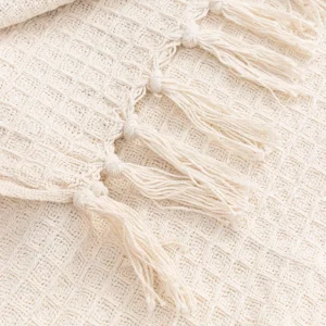 Pled Vaffel Z Fredzlami Naturalny 130X170 Cm