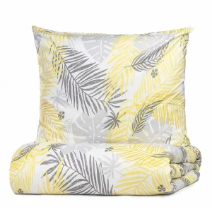 Pościel Botanical Z Mikrofibry W Zolto-Szare Liscie 200X220 Cm