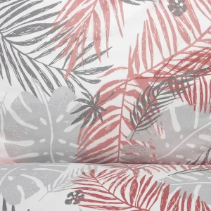 Pościel Botanical Z Mikrofibry W Rozowo-Szare Liscie 140X200 Cm + 1*70X80 Cm