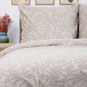 Pościel Coraline Bawelniana Bezowa W Liscie 160X200 Cm