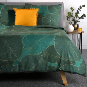 Pościel Gallo Z Mikrofibry Zielona W Liscie 160X200 Cm