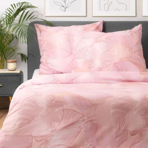 Pościel Gallo Z Mikrofibry Rozowa W Liscie 160X200 Cm