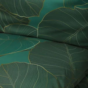 Pościel Gallo Z Mikrofibry Zielona W Liscie 160X200 Cm