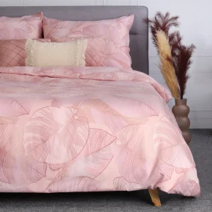 Pościel Gallo Z Mikrofibry Rozowa W Liscie 200X220 Cm