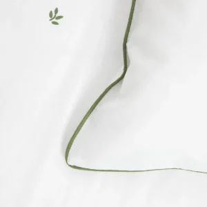 Pościel Hadley Bawelniana W Listki Z Zielona Lamowka 200X220 + 2*50X60 Cm