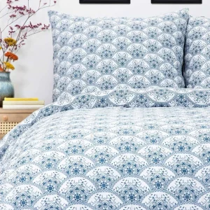 Pościel Haven Bawelniana Biala W Granatowy Wzor 160X200 Cm