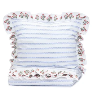 Pościel Katina Bawelniana W Niebieski Wzor Z Falbanka 160X200 Cm