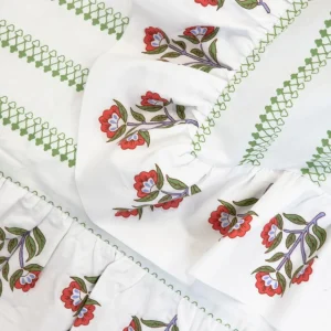 Pościel Katina Bawelniana W Zielony Wzor Z Falbanka 160X200 Cm