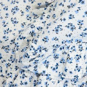 Pościel Melanie Bawelniana Z Falbanka W Niebieskie Kwiaty 160X200 Cm