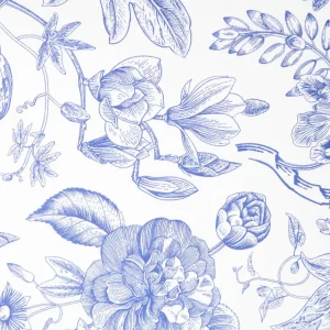 Pościel Miriel Bawelniana W Kwiaty Z Niebieska Lamowka 160X200 + 2*50X60 Cm