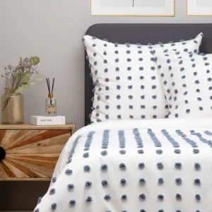 Pościel Nivell Z Mikrofibry Z Niebieskimi Pomponami 160X200 Cm