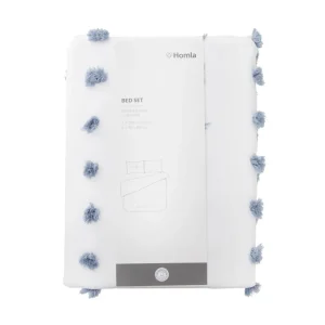 Pościel Nivell Z Mikrofibry Z Niebieskimi Pomponami 200X220 Cm