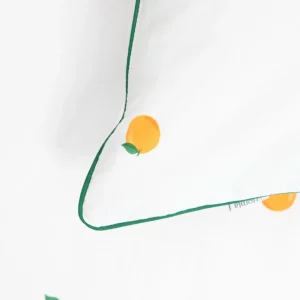 Pościel Orangie Bawelniana W Pomarancze Z Zielona Lamowka 140X200 Cm + 1*50X60 Cm