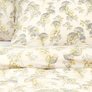 Pościel Senli Z Mikrofibry Bezowa W Kwiaty 200X220 Cm