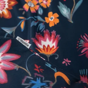 Pościel Vabel Z Mikrofibry Granatowa W Liscie I Kwiaty 200X220 Cm