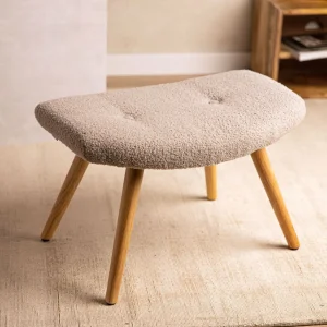 PodNożek Moss Teddy Boucle W Tkaninie Teddy Jasno 61X41X38 Cm