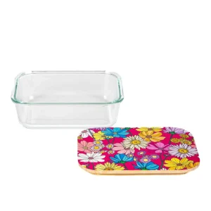 Pojemnik Bambou Summer Z Bambusowa Pokrywka W Kwiaty 1,05 L