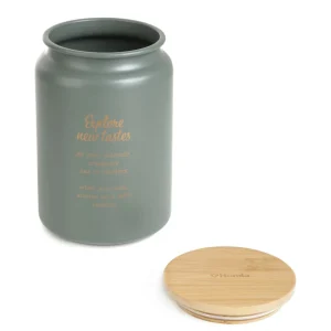 Pojemnik Escille Metalowy Z Drewnina Pokrywka 14X9 Cm