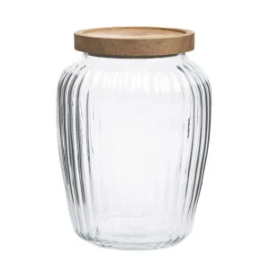 Pojemnik Pavo Ryflowany Z Akacjowa Przykrywka 19 X14 Cm