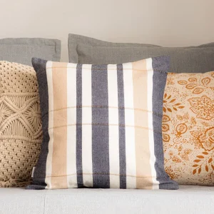 Poszewka Rezza W Bezowo Niebieskie Paski 45X45 Cm