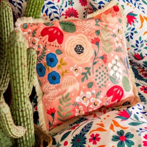 Poszewka Vier W Kwiatowy Wzor Z Fredzlami 45X45 Cm