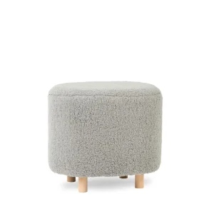 Pufa Alda Szara W Tkaninie Teddy 50X40X44 Cm