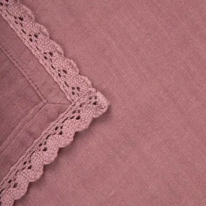 Serwetka Elin Muslinowa Z Koronkowa Lamowka Rozowa 40X40