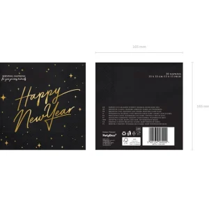 Serwetki New Year Papierowe Czarne 20 Szt. 16,5X16,5 Cm
