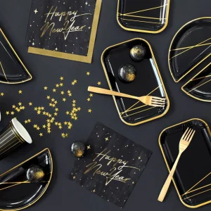 Serwetki New Year Papierowe Czarne 20 Szt. 16,5X16,5 Cm