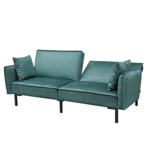 Sofa Canto 3-Osobowa, Z Funkcja Spania, Welurowa Zielona 199X90X85 Cm