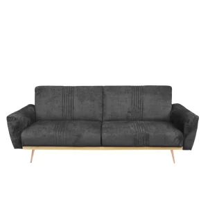 Sofa Samtige 3-Osobowa, Z Funkcja Spania, Czarna 212X84X86.5 Cm