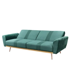 Sofa Samtige 3-Osobowa, Z Funkcja Spania, Welurowa Zielona 212X84X86.5 Cm