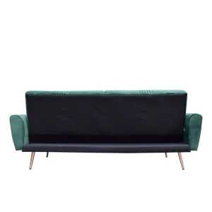 Sofa Samtige 3-Osobowa, Z Funkcja Spania, Welurowa Zielona 212X84X86.5 Cm