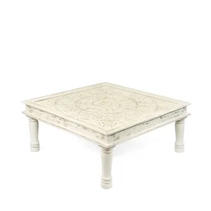 Stolik Kawowy Banhi Lite Drewno Mango Zlobione 100X100X45 Cm