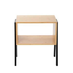 Szafka Nocna Slumber Bambusowy Z Czarnymi Nogami 42X29X42 Cm