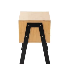 Szafka Nocna Slumber Bambusowy Z Czarnymi Nogami 42X29X42 Cm