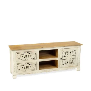 Szafka Rtv Banhi Lite Drewno Mango Zlobione 150X40X60 Cm