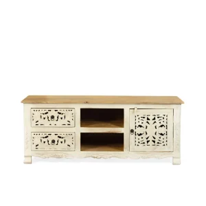 Szafka Rtv Banhi Lite Drewno Mango Zlobione 150X40X60 Cm