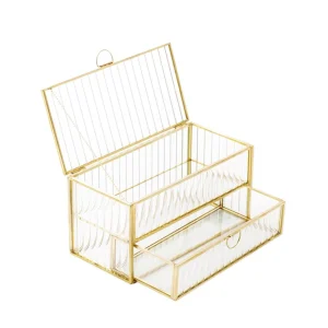 Szkatulka Na Bizuterie Grazia Z Szufladka Ze Szkla Prazkowanego 21X10X10,5 Cm