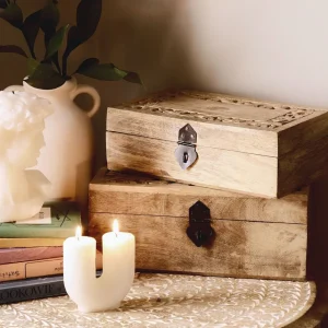Szkatulka Na Bizuterie Sombre Drewniana Zlobiona 22X14X8 Cm