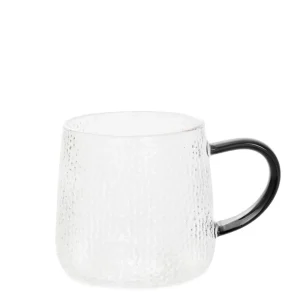 Szklanka Amber Mlotkowane Szkło Z Czarnym Uchem 0,35 L