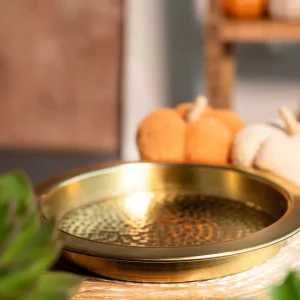 Taca Dekoracyjna Dritto Mlotkowana Zlota 32X32X4 Cm