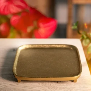 Taca Dekoracyjna Girona Kwadratowa Zlota 22X22X3 Cm