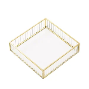 Taca Dekoracyjna Grazia Ze Szkla Prazkowanego 18X18X4,5 Cm