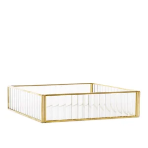 Taca Dekoracyjna Grazia Ze Szkla Prazkowanego 18X18X4,5 Cm