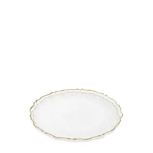 Talerz Lisala Transparentny Ze Zlota Obwodka 21 Cm