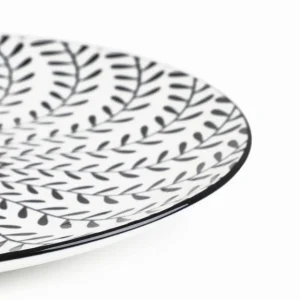 Talerz Navia Obiadowy Czarny W Listki 27 Cm