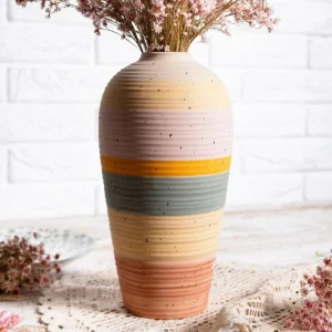 Wazon Maasai Ceramiczny W Kolorowe Pasy 14X14X26 Cm