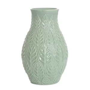 Wazon Natto Ceramiczny Z Tloczeniami Pistacjowy 15X15X24 Cm