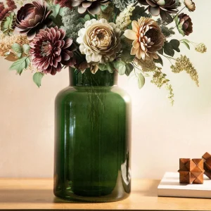 Wazon Tenno Szklany Zielony 14,5X14,5X25,5 Cm